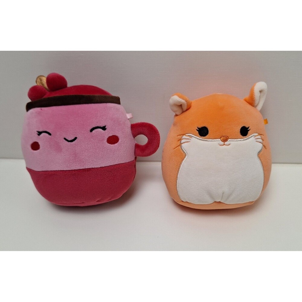 Squishmallows Edna Latte Coffee Pink and Erica Chinchilla Orange Plush 6" Toys